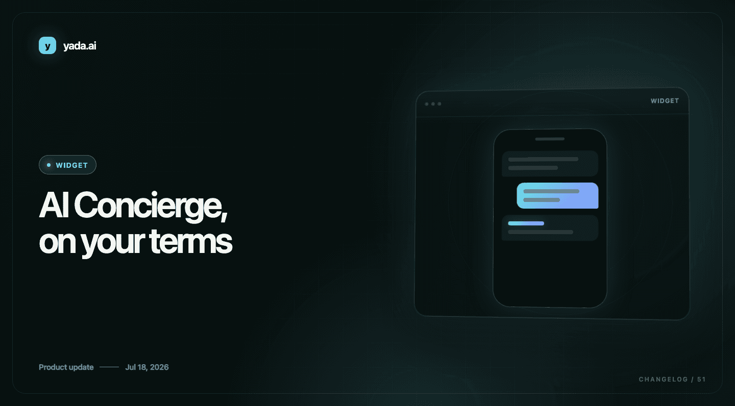 AI Concierge, on your terms — Yada Widget product update