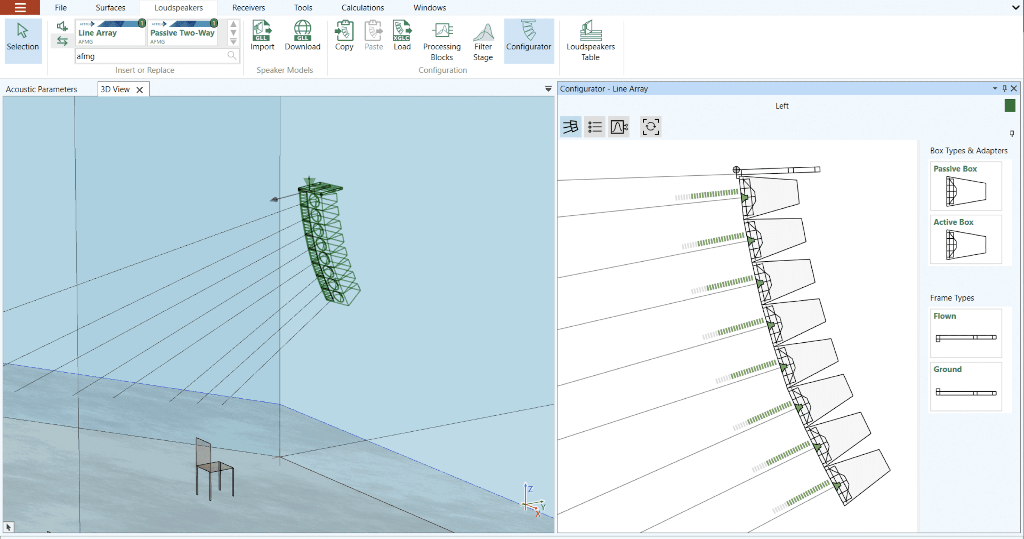 Programs such as EASE used to configure line arrays.