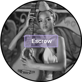 A music contract with a guitarist in escrow status.