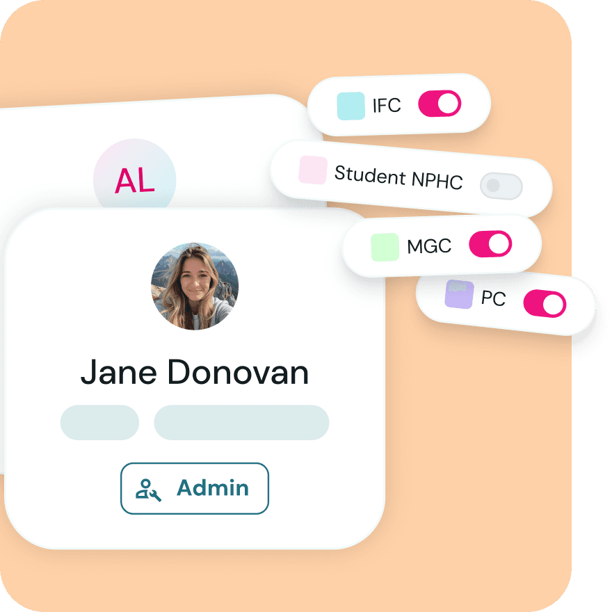 Lounge workflow dashboard showing reviewer assignments and automated approval routing for fraternity and sorority events
