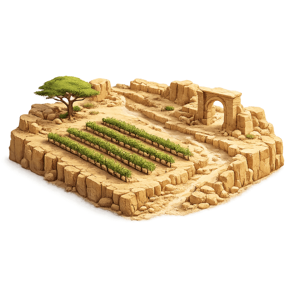 Artistic illustration of the Negev wine region.