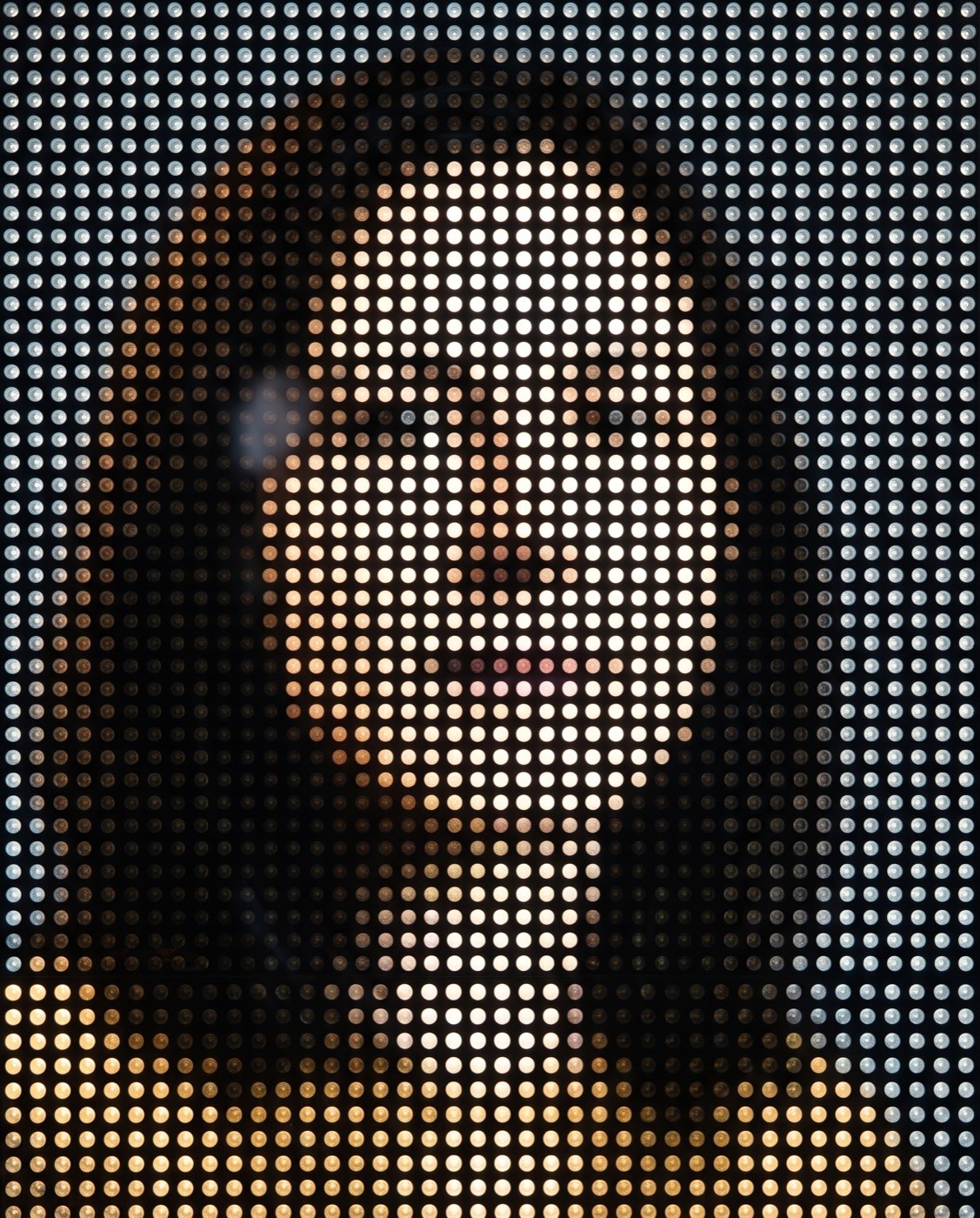 El mismo retrato emitido por una matriz de diodos LED.
