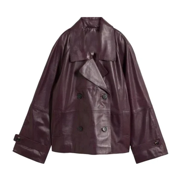 Giacca in pelle bordeaux