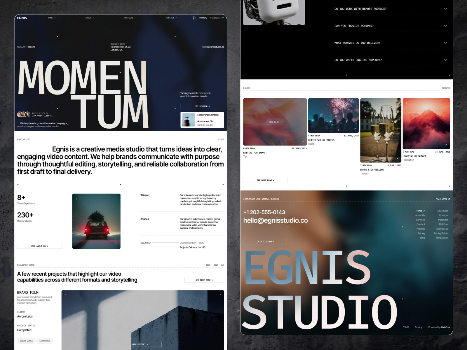 Egnis — 现代专业作品集网站设计灵感