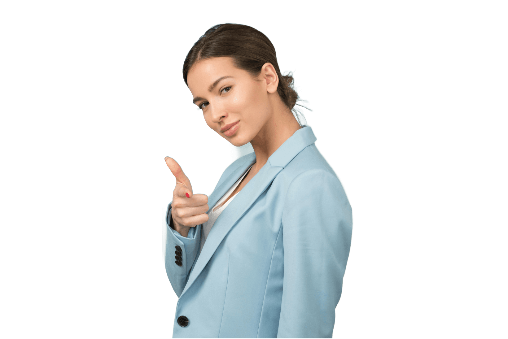 Woman smiling while looking at laptop screen showing graph