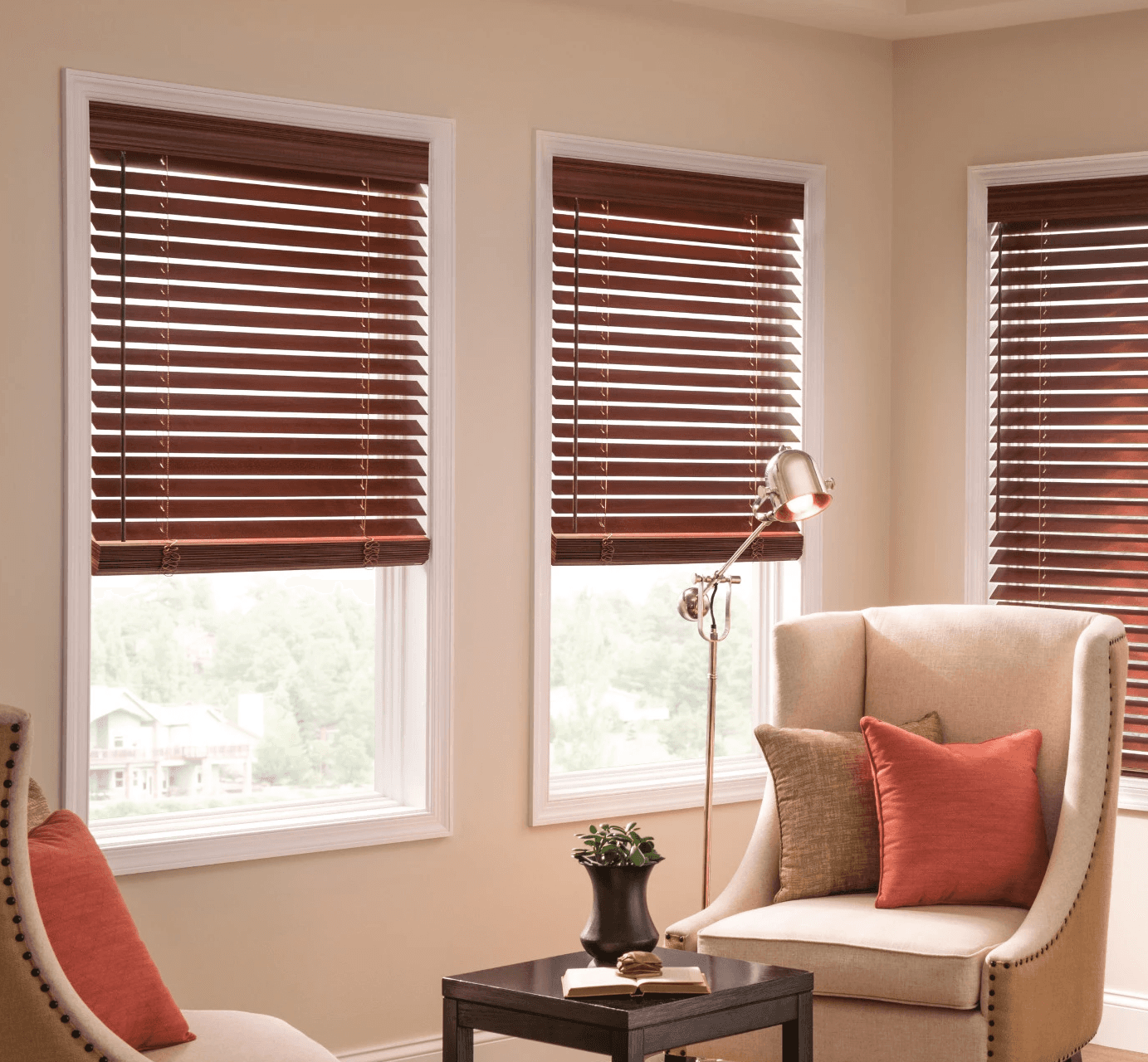 natural wooden blinds in house
