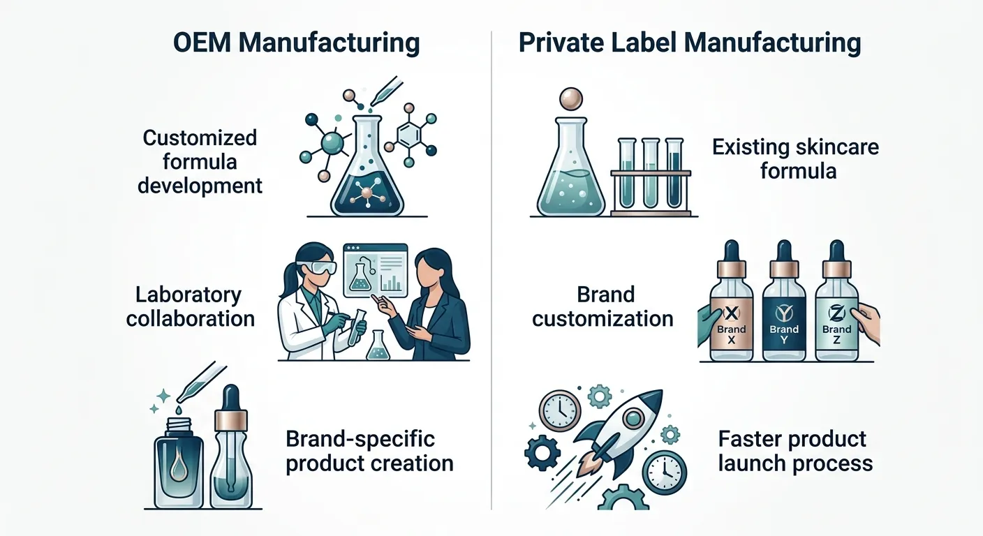 OEM and private label PDRN serum manufacturing model comparison