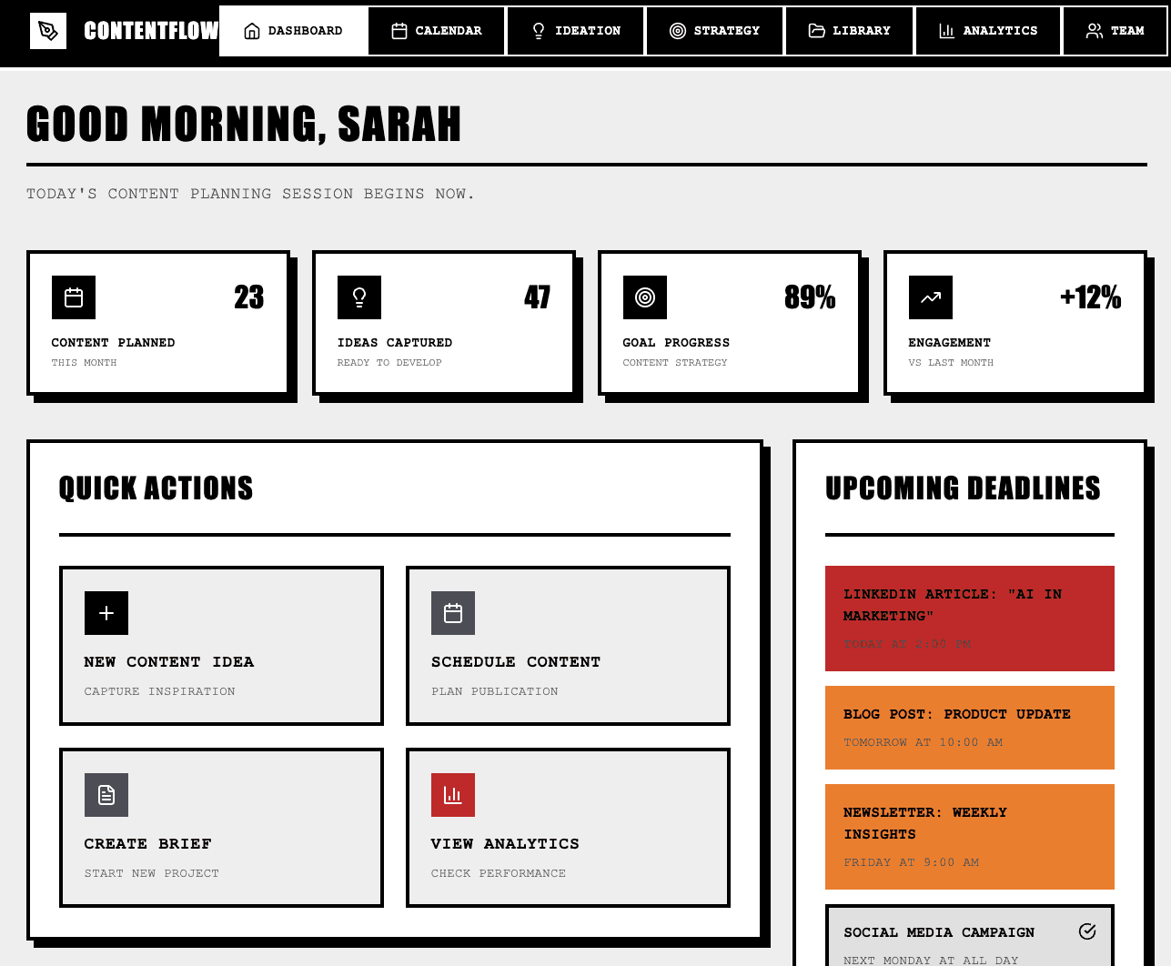 An interface designed according to brutalism.