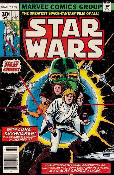 The book cover of the very first Star Wars comics