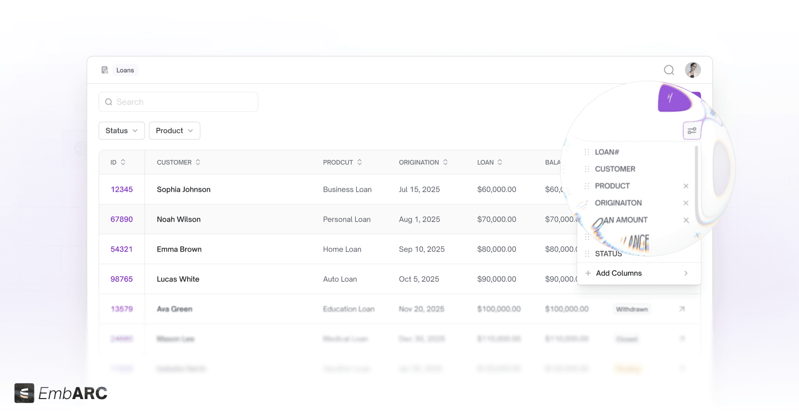 LendAPI - EmbARC LMS - Loan Level View