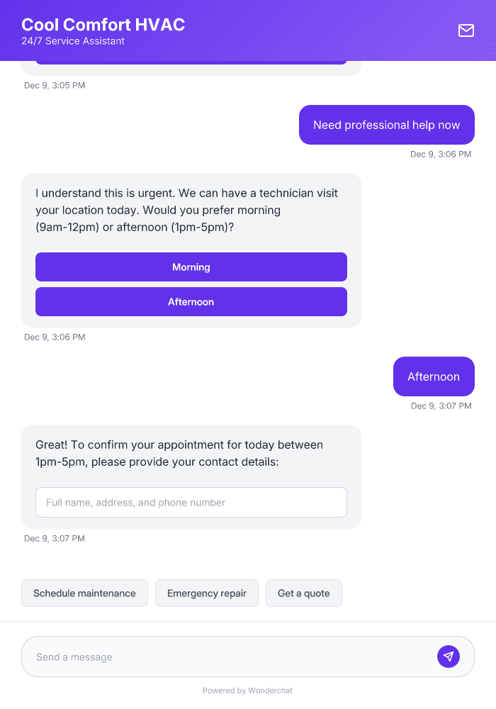 HVAC Service AI Chatbot Template