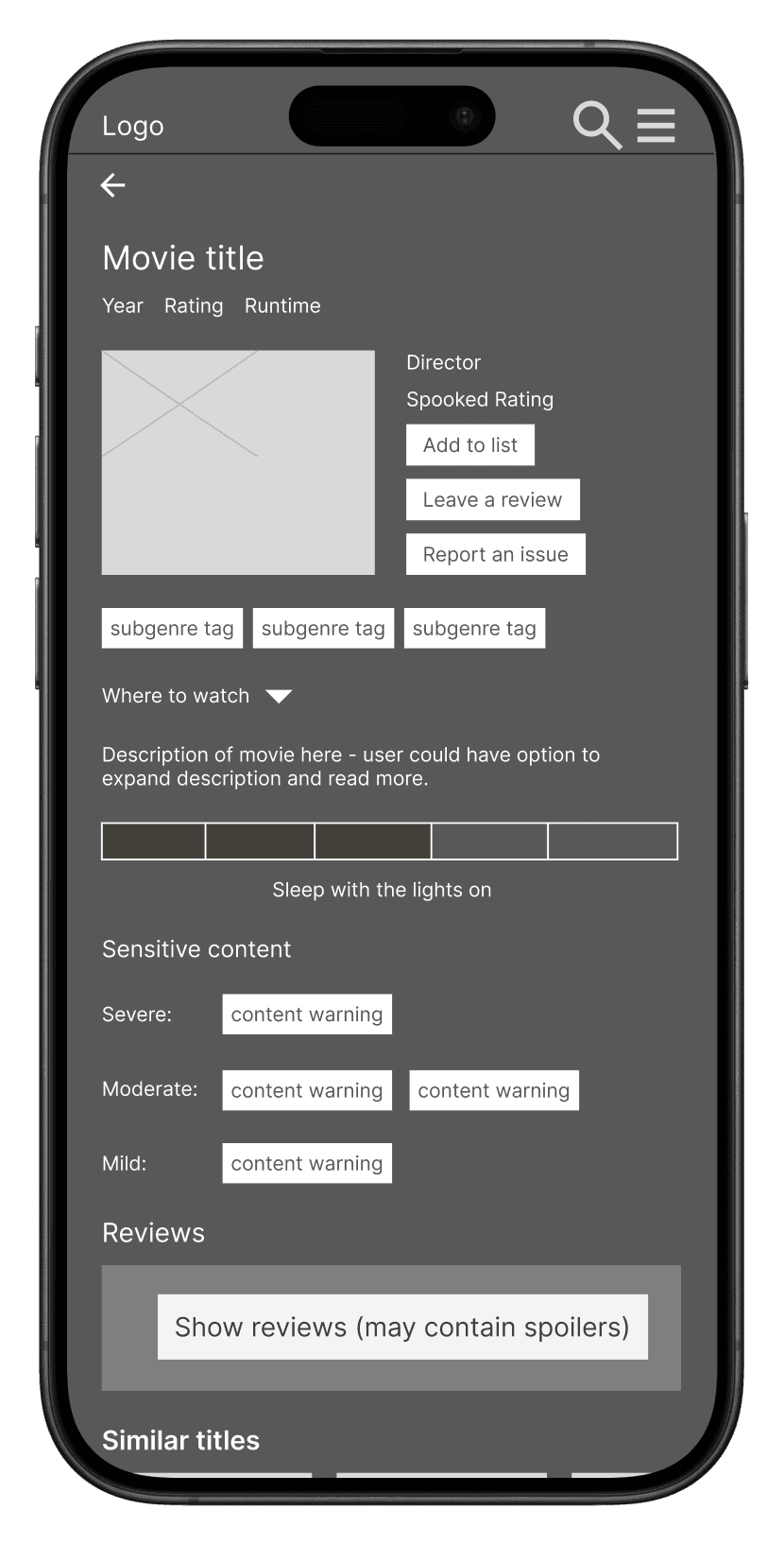 mid-fi wireframe: movie detail