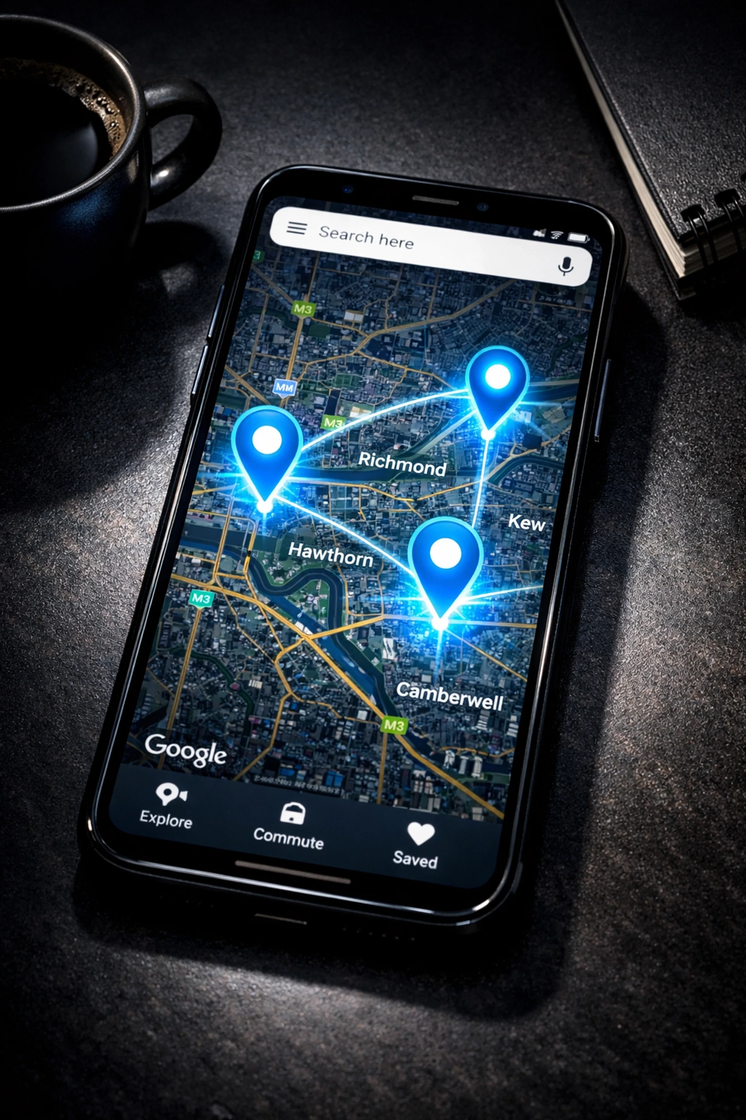 Google Maps showing multiple business locations across Richmond, Hawthorn and Kew for local SEO dominance