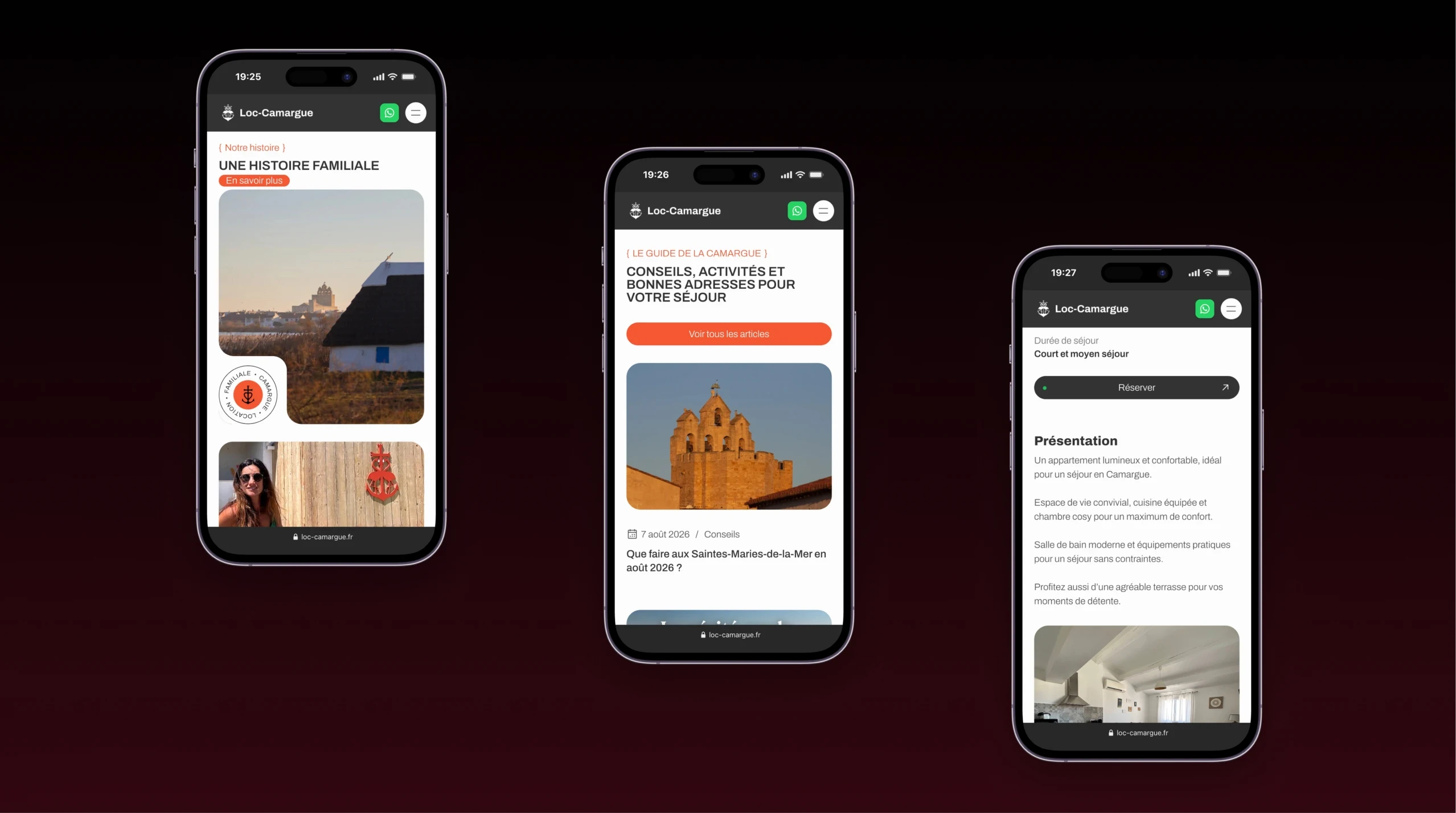 Version mobile responsive du site de location en Camargue