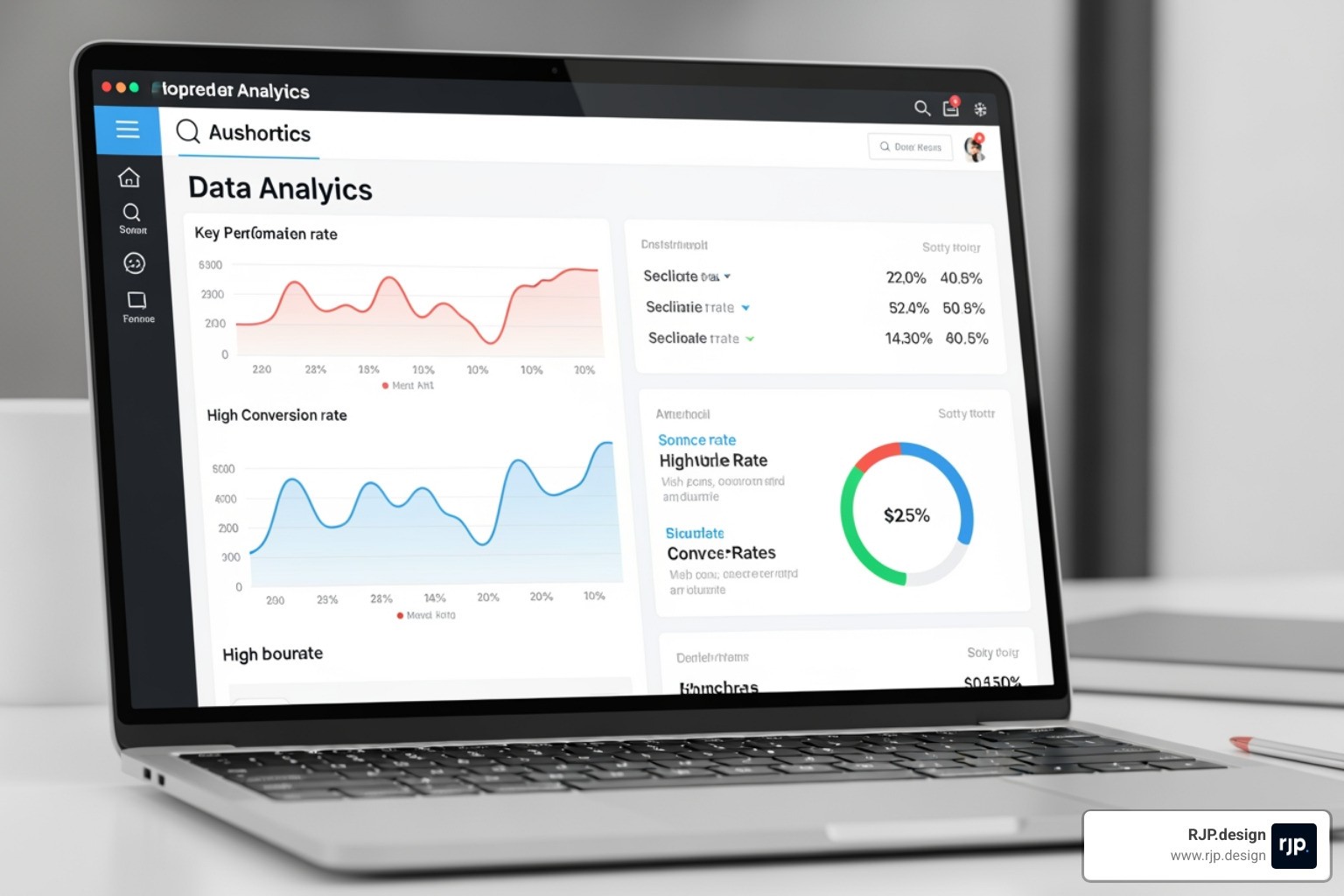Dashboard showing declining conversion rates and high bounce rates