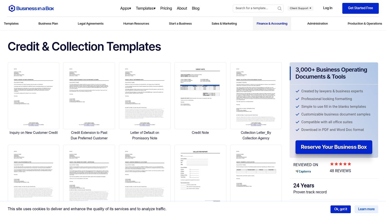 Business-in-a-Box, Collection Letter Templates Library