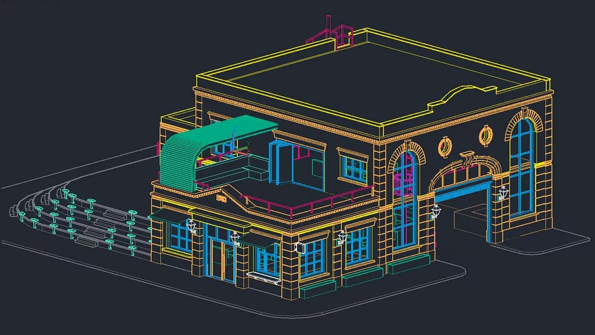 AutoCAD building model made on a cloud computer