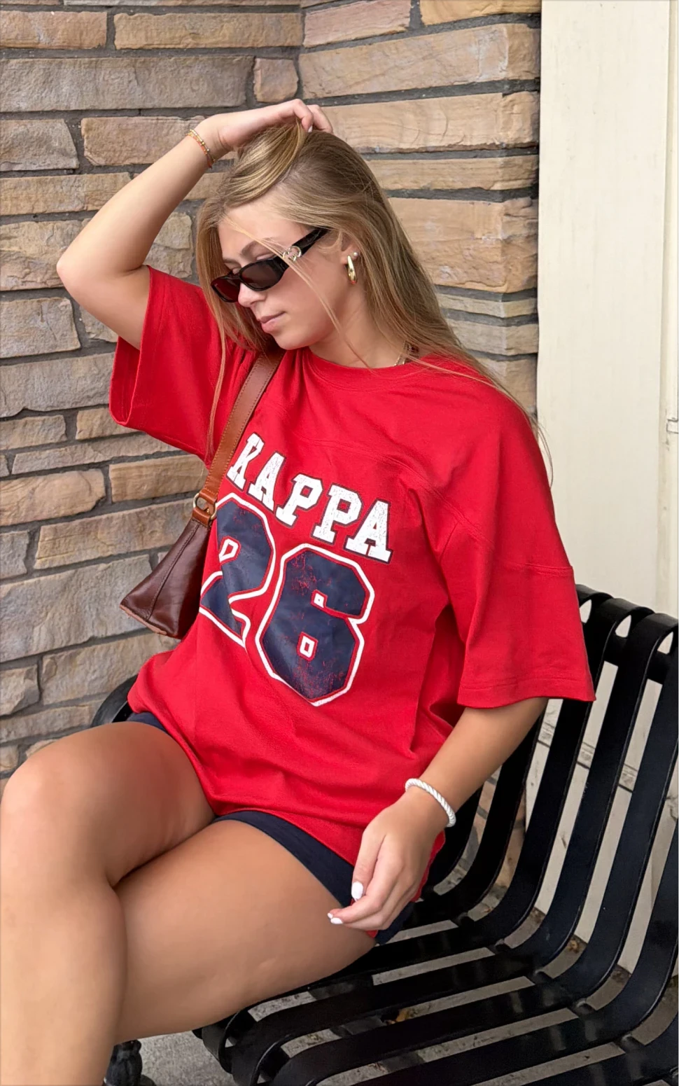 Hannah wearing a relaxed sorority KKG athleisure set designed for workouts or everyday wear.
