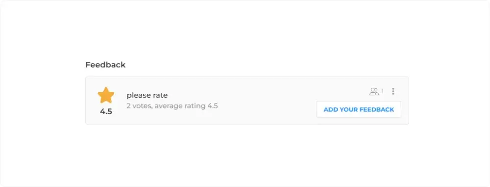 Feedback section showing a 4.5-star rating with an option to add feedback.