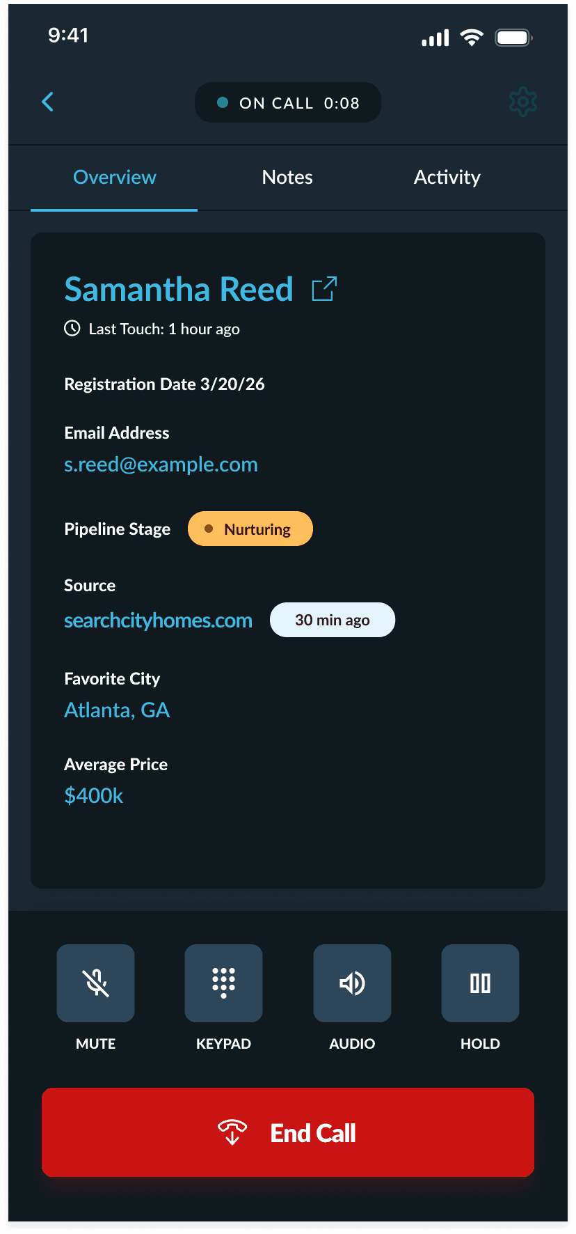 MoveTo home-search app open to a property listing with a prominent Schedule a Tour button