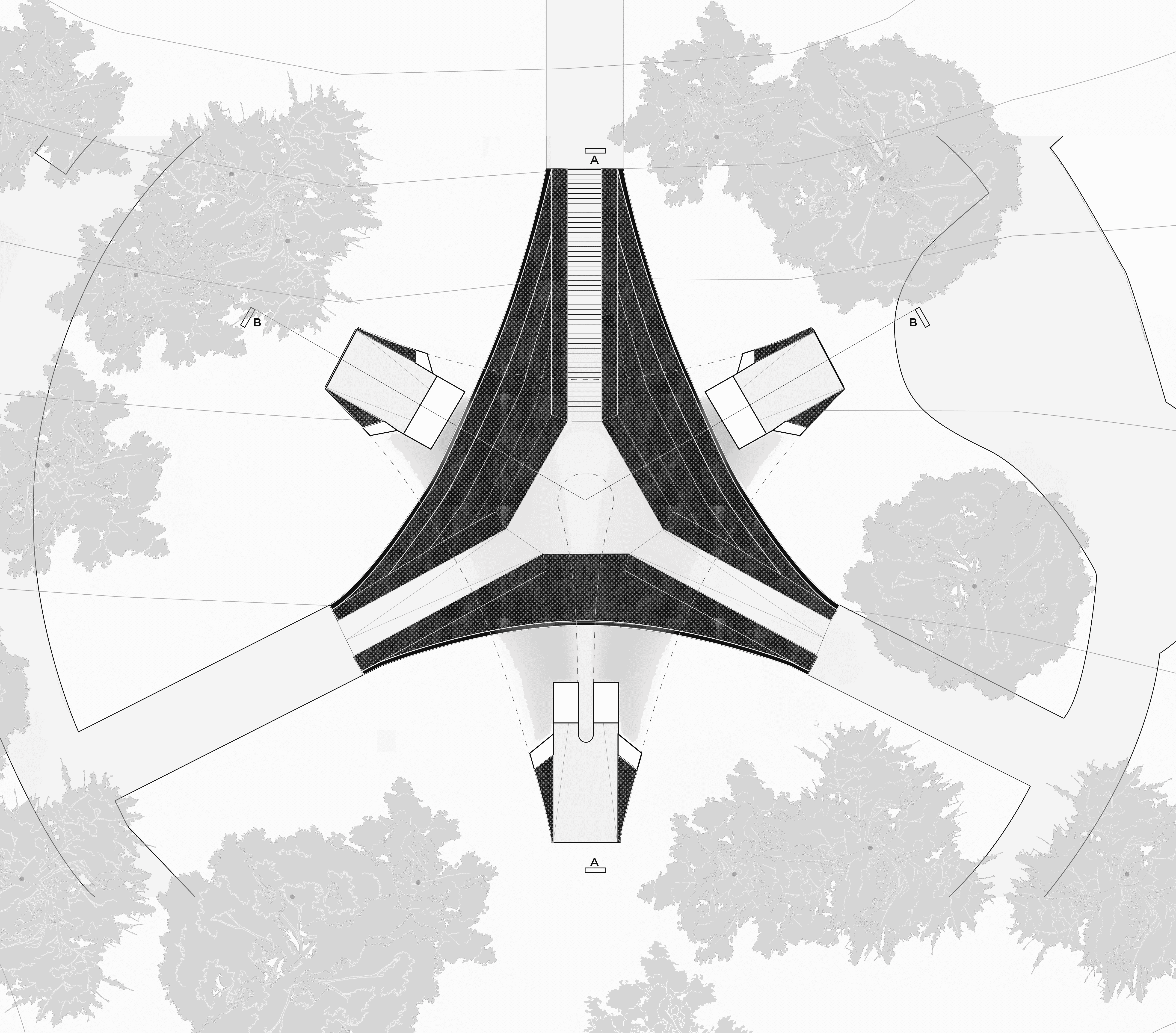 Lower wing of the pavilion acting as a performance space.