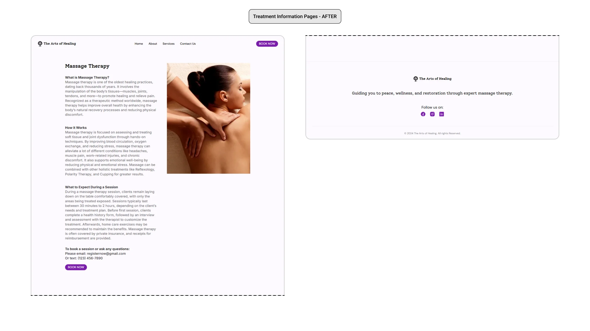 Information page after