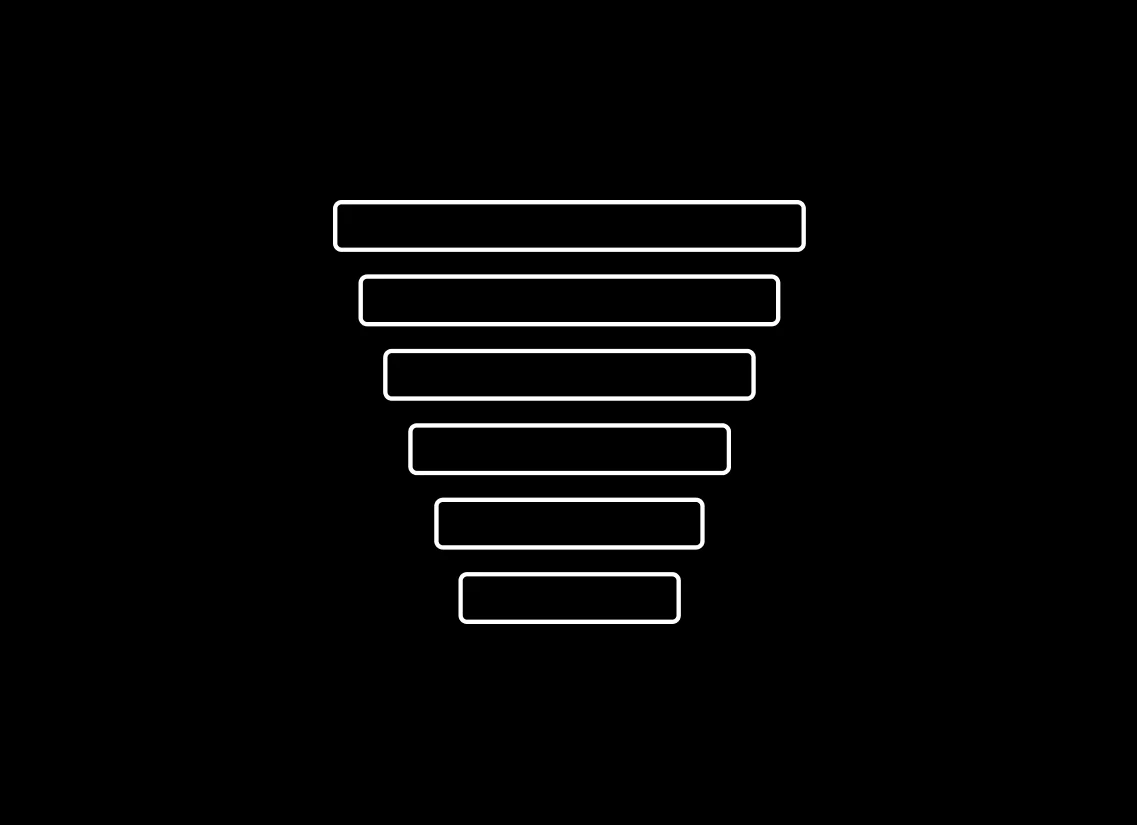 Line icon of six stacked bars narrowing toward the bottom, representing the layers of a digital twin services engagement
