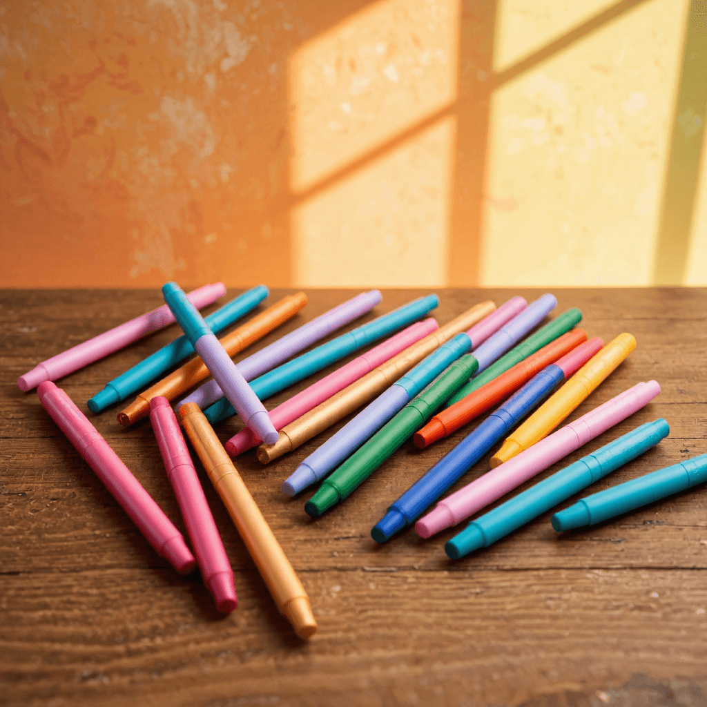 product photography of set of colored gel pens