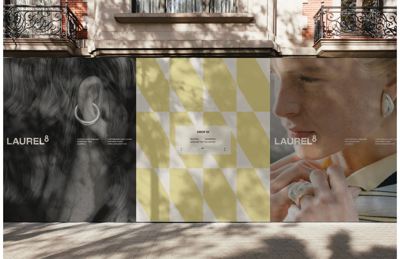 Laurel Eight branding across a billboard