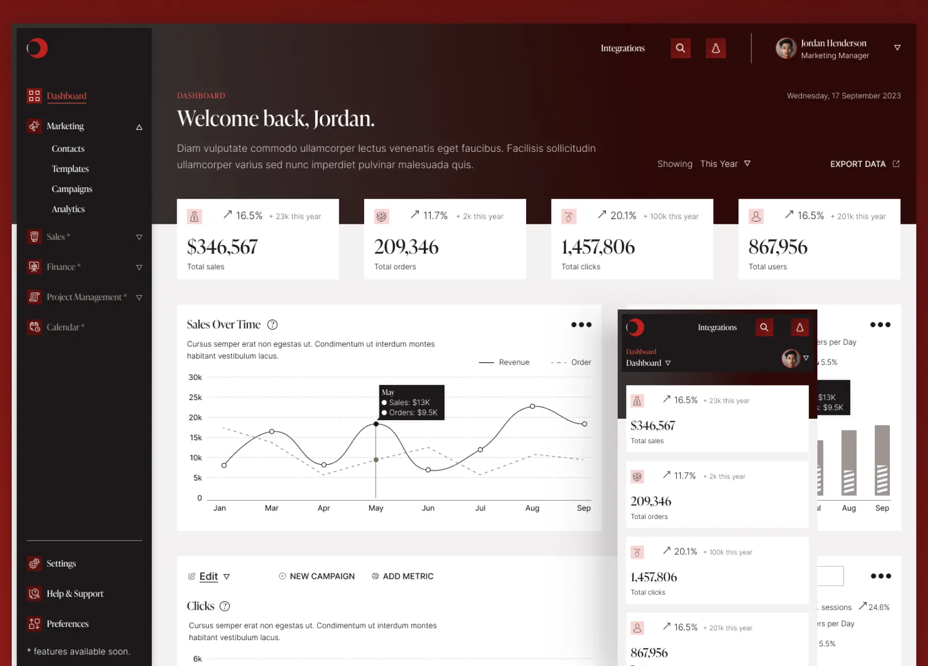 Opulen app dashboard.