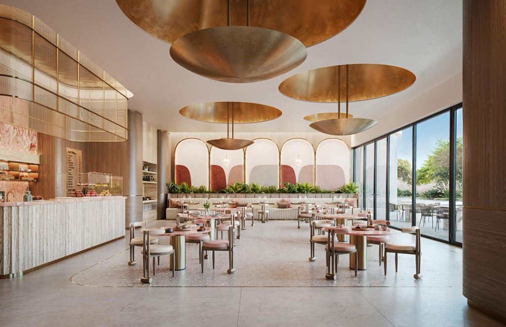 The hotel lobby features elegant gold and white decor, creating a luxurious atmosphere at 31 Above by Beyond.