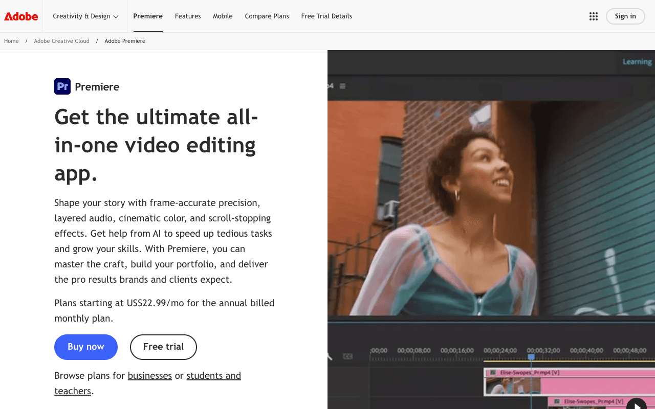 Adobe Premiere Pro екранна снимка