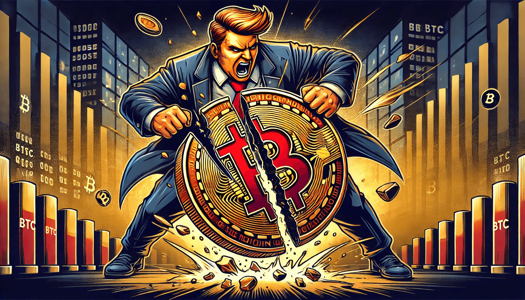 trump breaking bitcoin into pieces