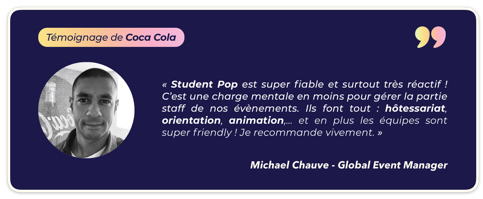Coca Cola interim hôtesse événementiel