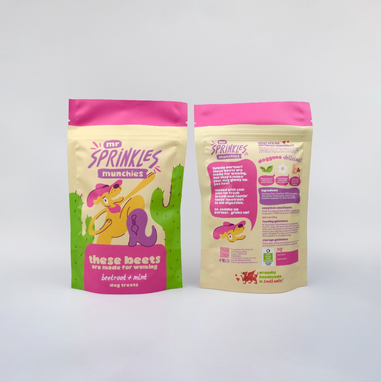 Back to front shot of packaging - sweet potato & turmeric dog treats