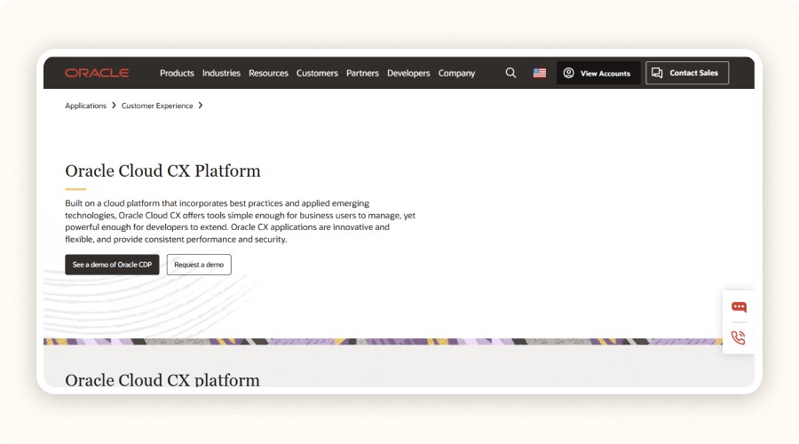 Oracle CX Commerce homepage