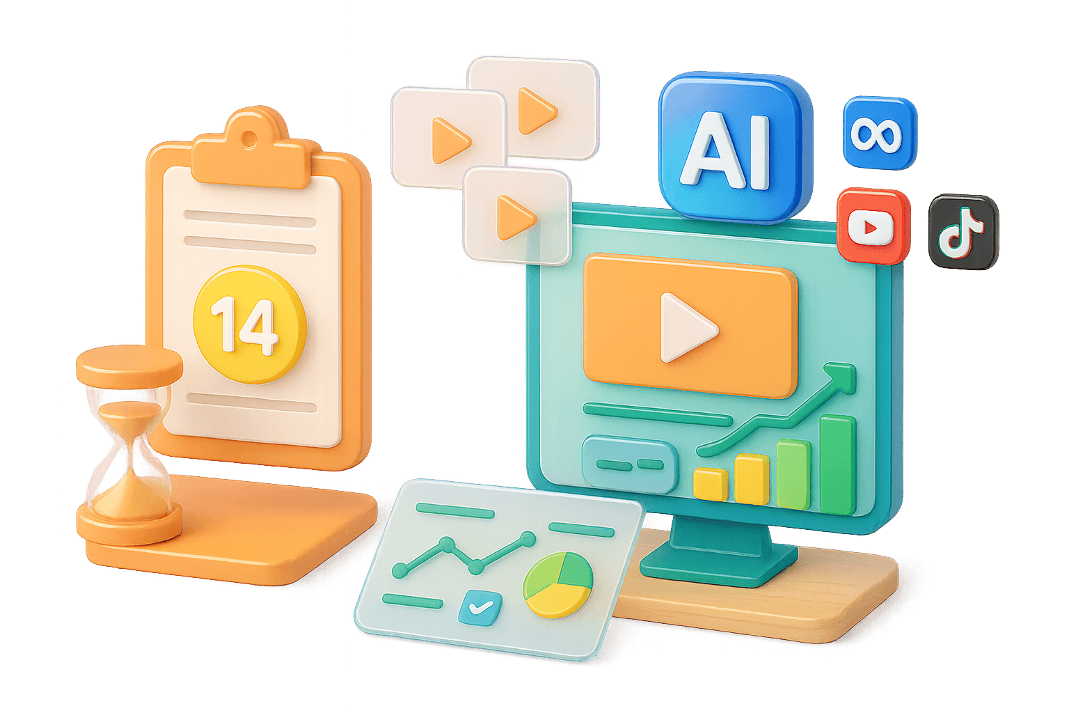 Ilustration of AI videos on social media