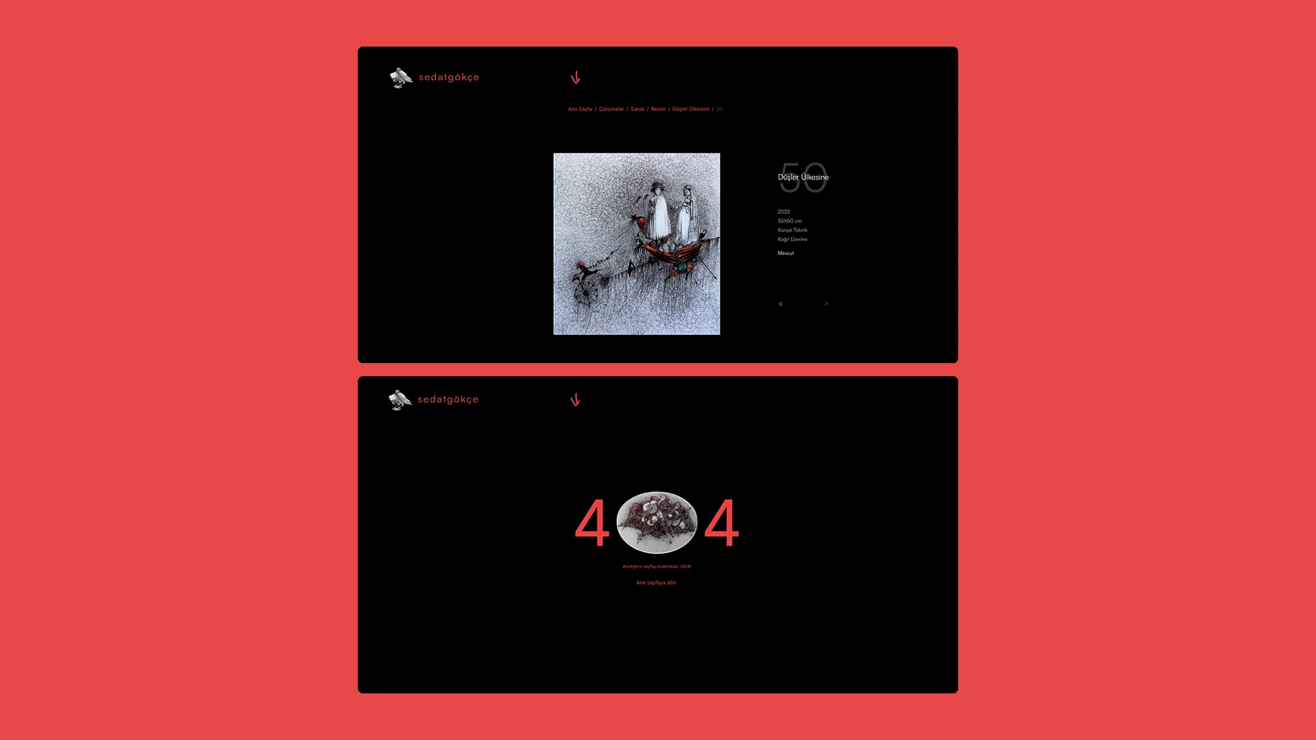 Website showcase project detail and 404 page