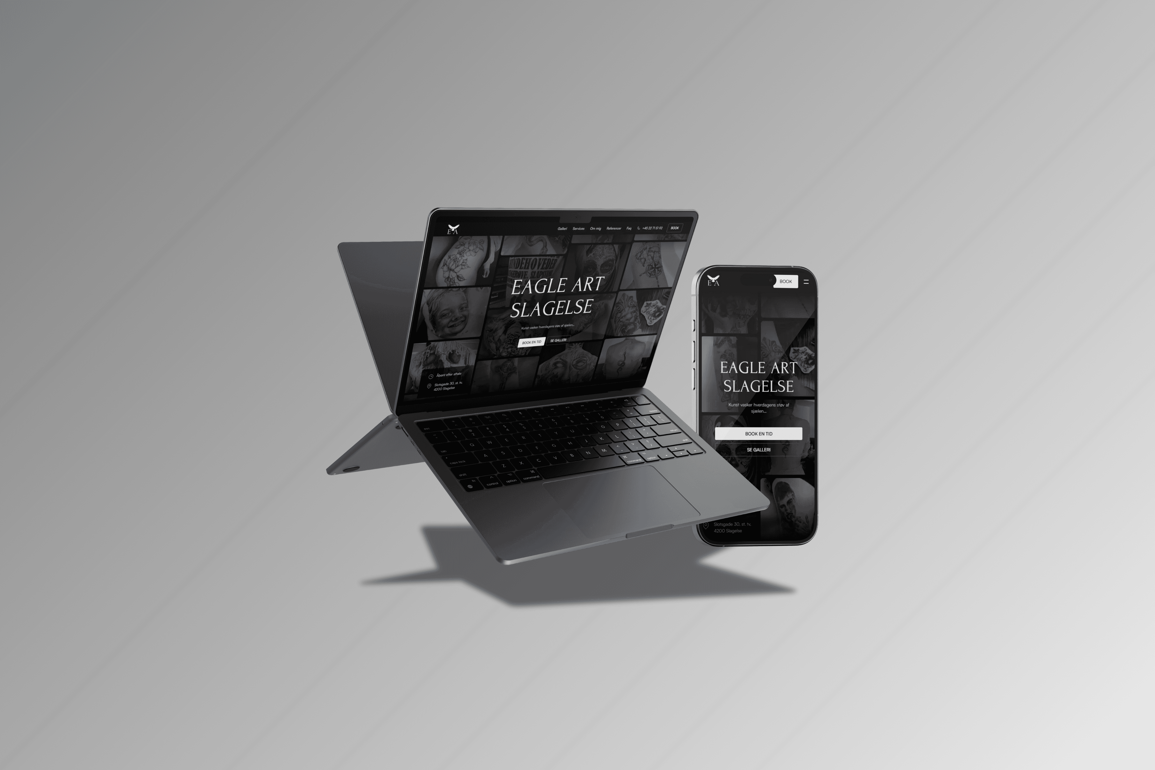 Mac and iPhone Mockup displays website made by Seoma
