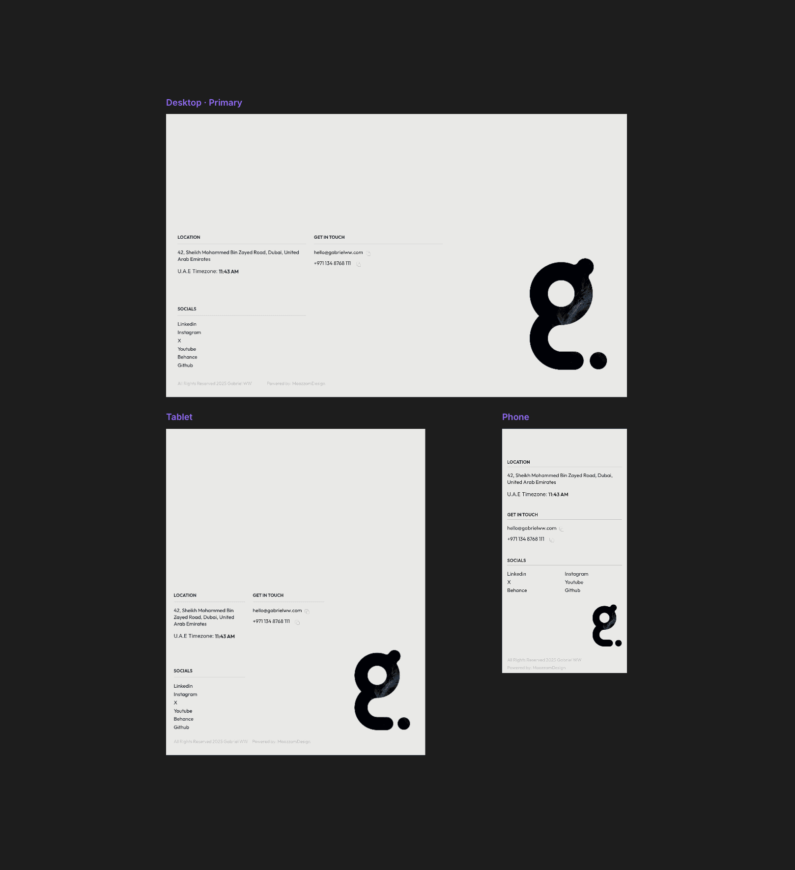 Gabriel Footer Component Image