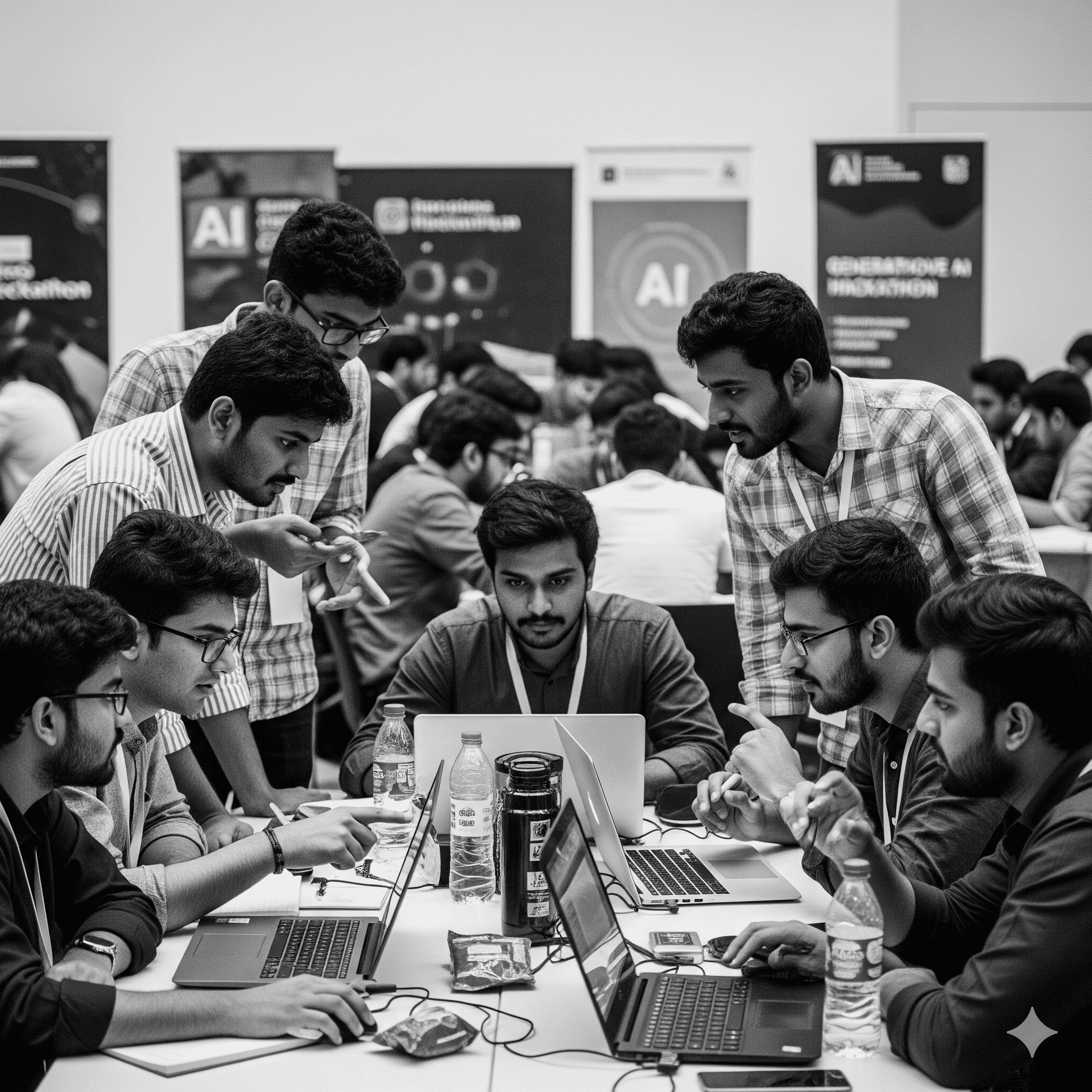 two men sitting at a table with laptops