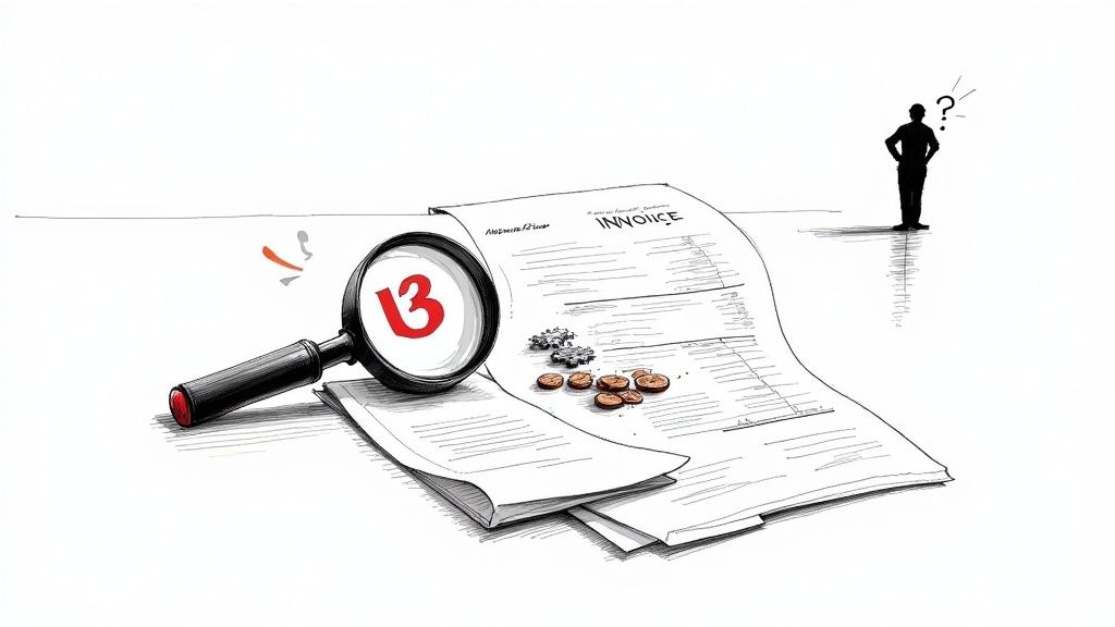 A person looking stressed while working at a desk with scattered papers, symbolizing the chaos of manual data entry.