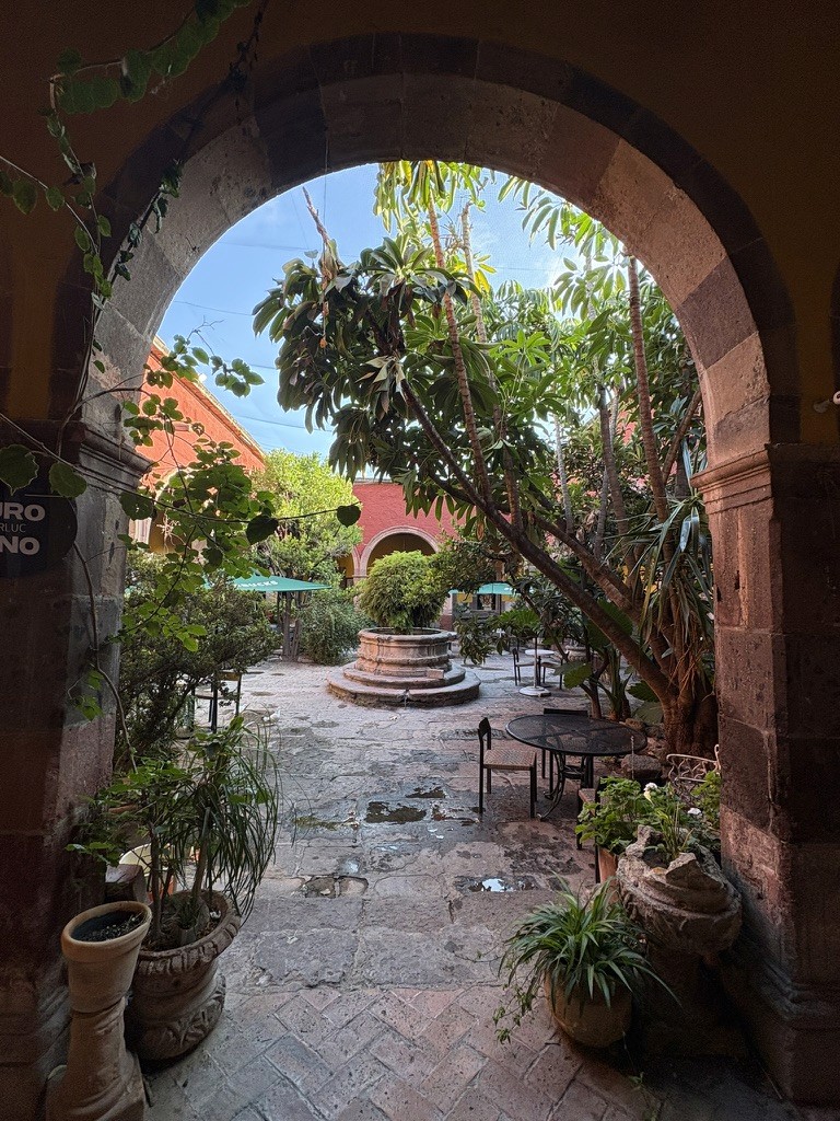 Arched courtyard garden in San Miguel de Allende