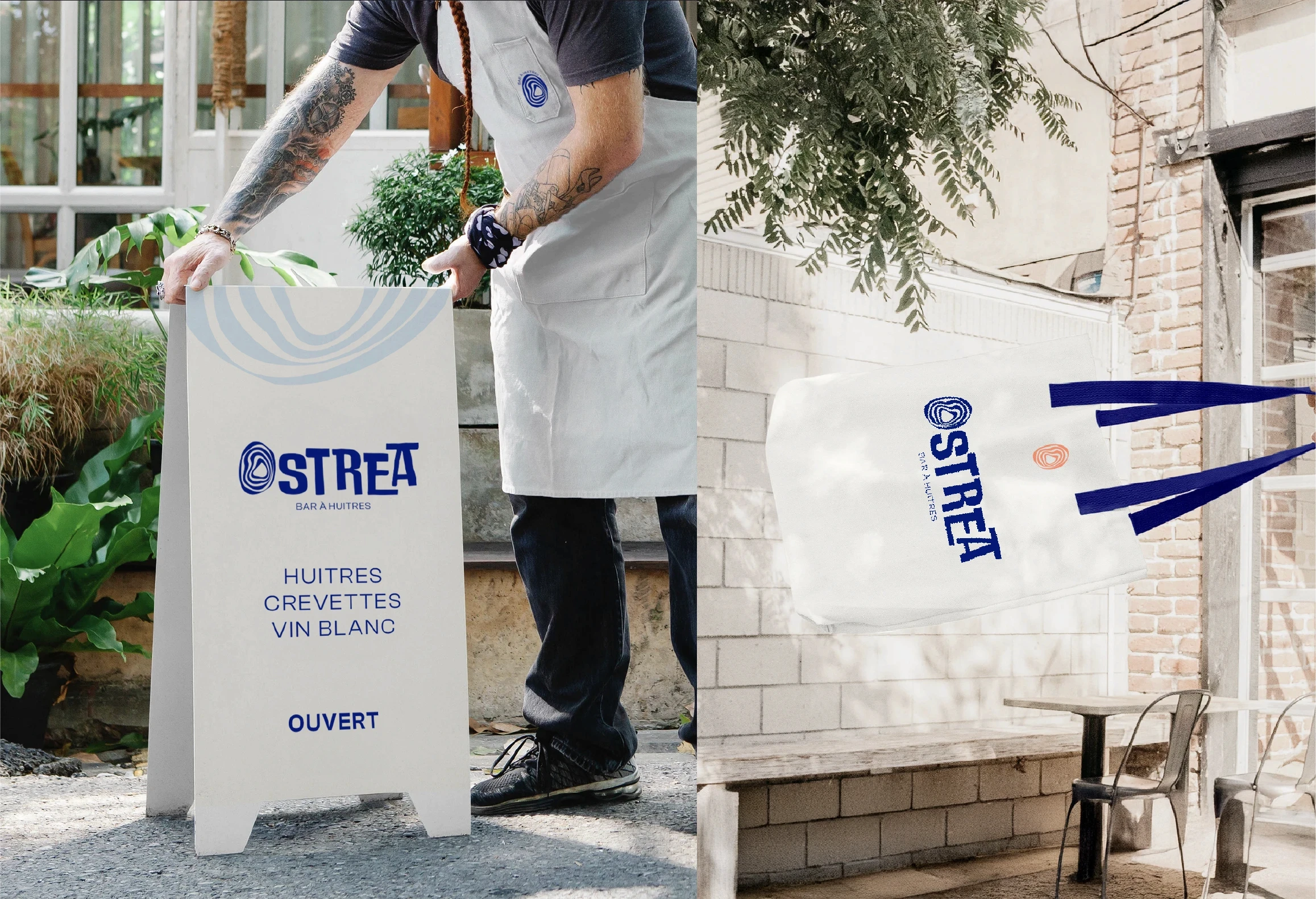 Signalétique OSTREA, application de l’identité visuelle sur lieu de restauration