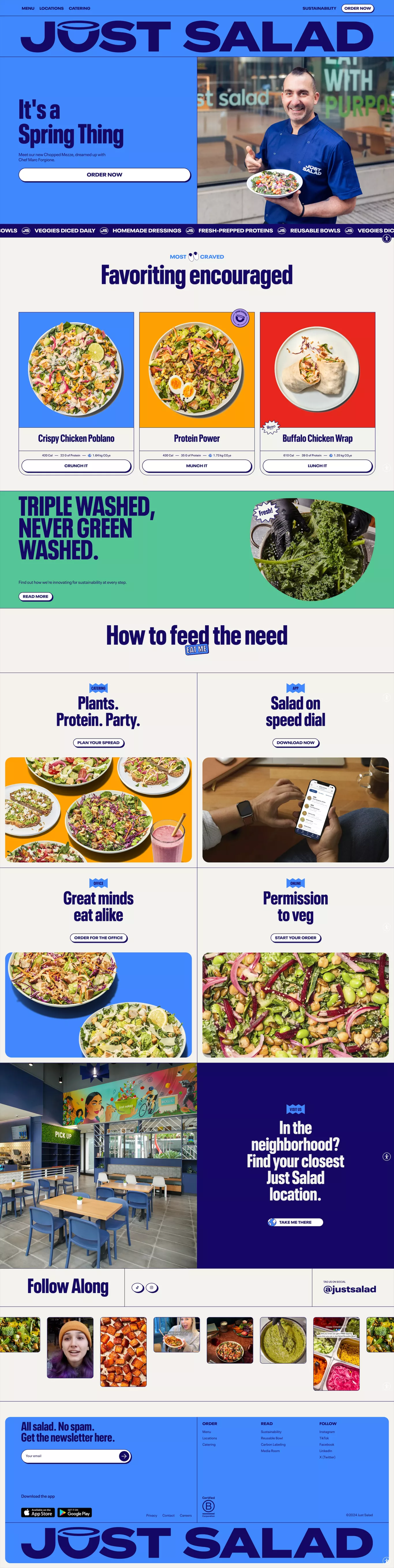 Salad Near Me landing page screenshot showcasing Food & Drinks and Local Business design