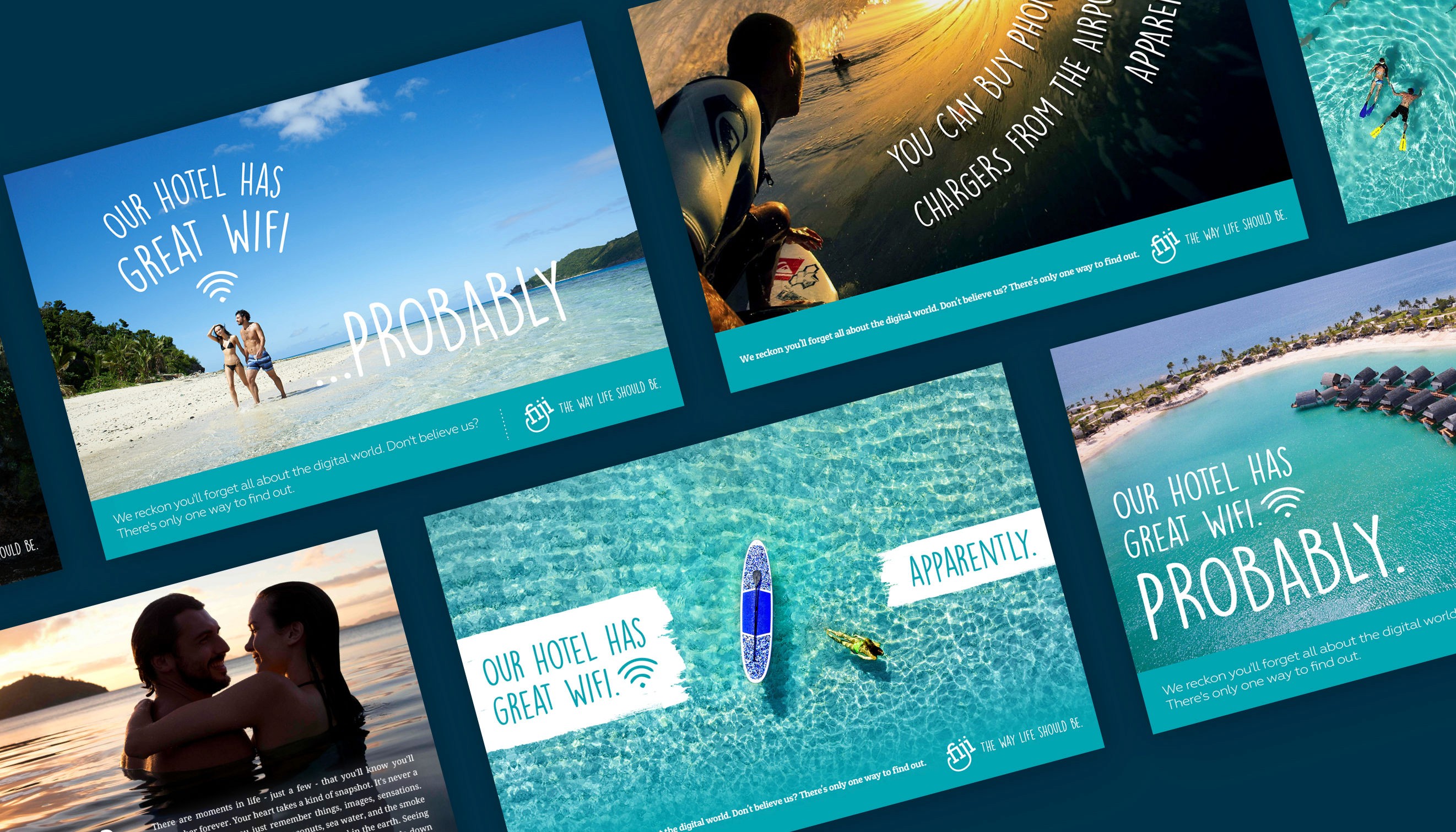 Another collage of Visit Fiji advert concepts