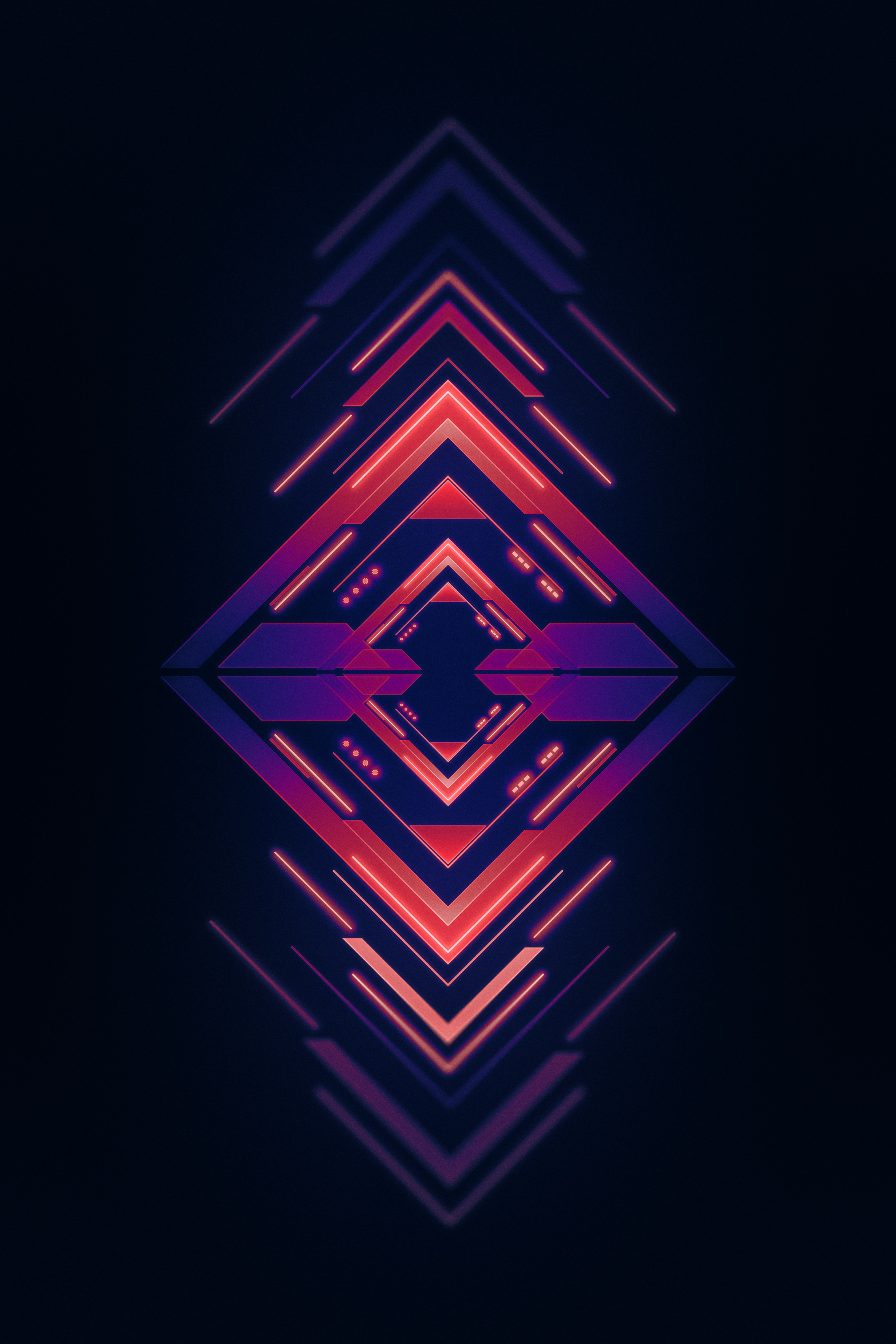 a dark background with a red and blue pattern