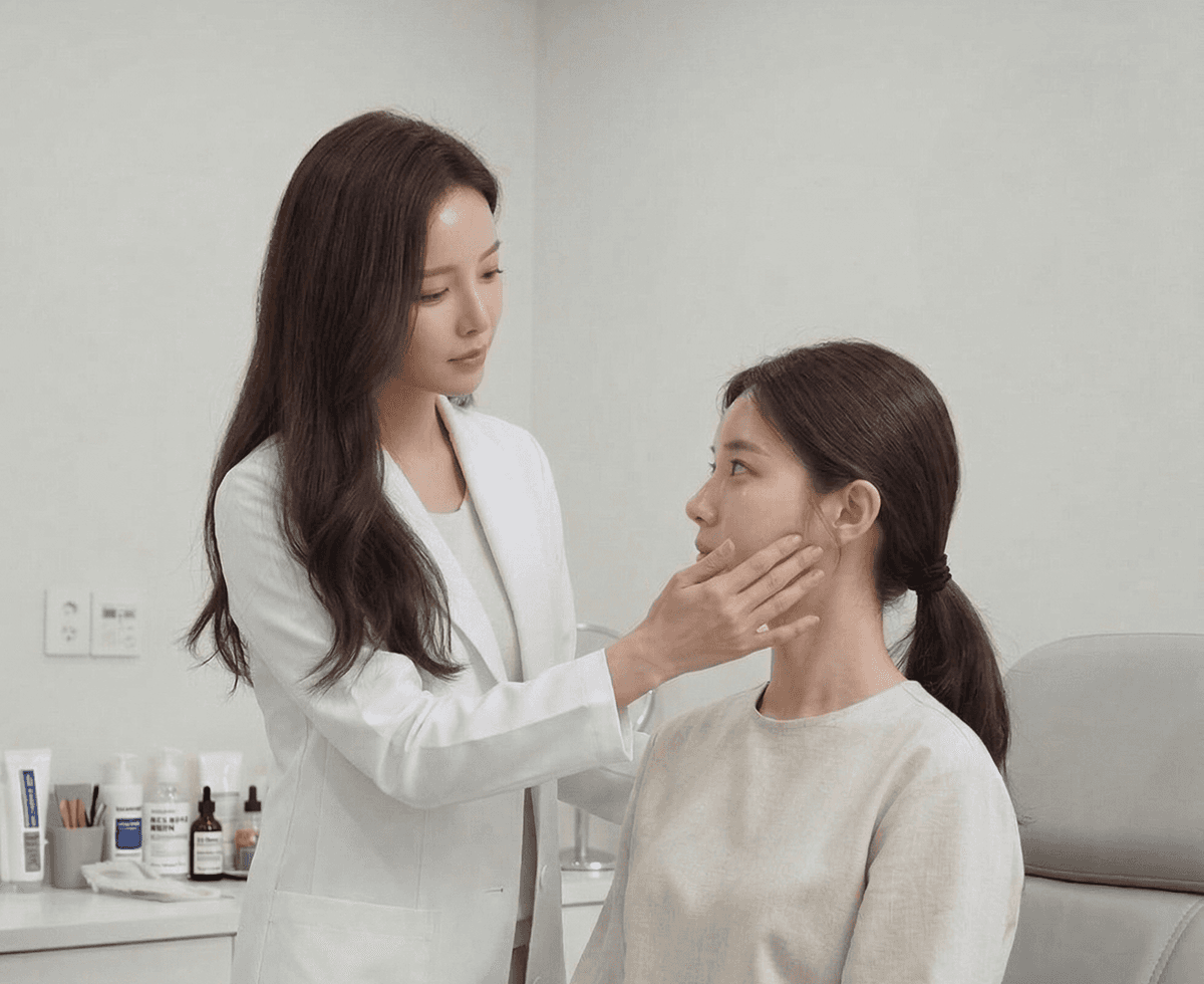 환자와 함께 고민하며 맞춤 치료를 고민하는 의료진의 상담 이미지