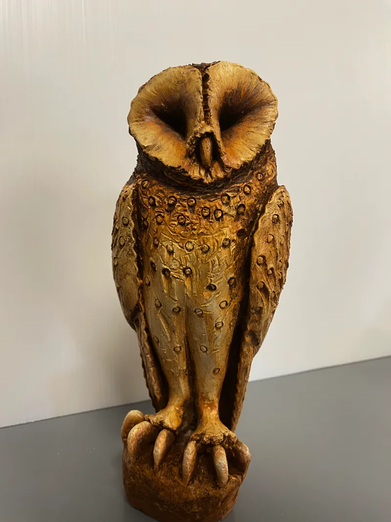 Wisom Owl sculpture indoors