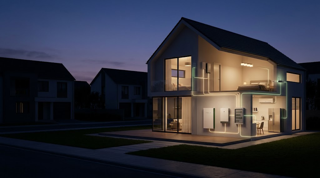 A man on a roof with Solar panel